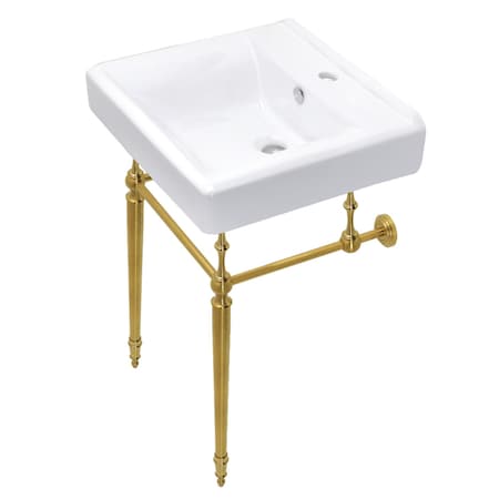 Kingston Brass 20Inch Console Sink with Brass Legs, WhiteBrushed Brass KVPB2018W17